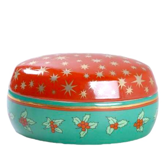 Mikasa Celestial Trinket Box Holiday Elegance Egg Box Dish Mistletoe Holly - Picture 1 of 1